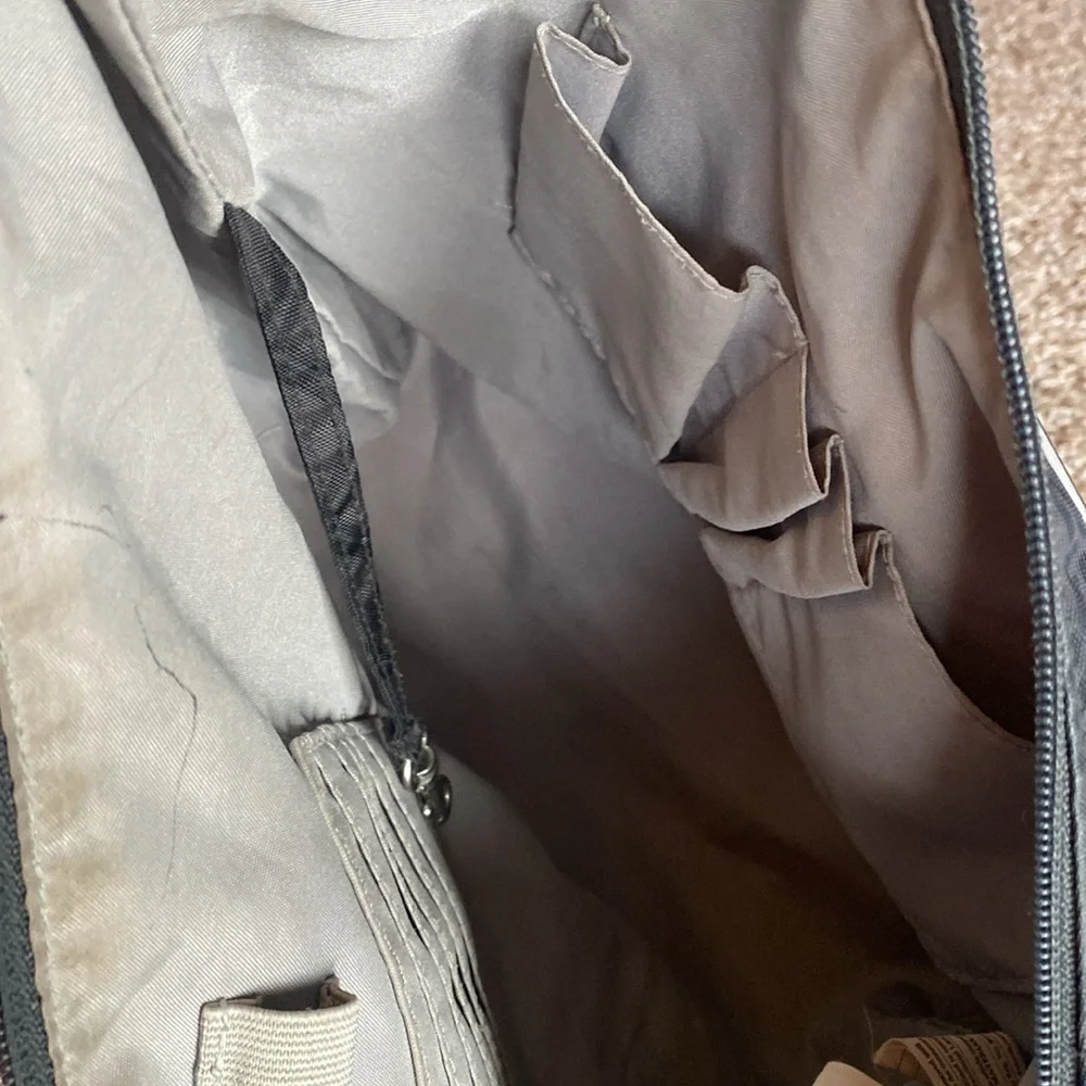 Baggallini Gray & Black Diamond Large Travel Shoulder Hobo Bag Purse